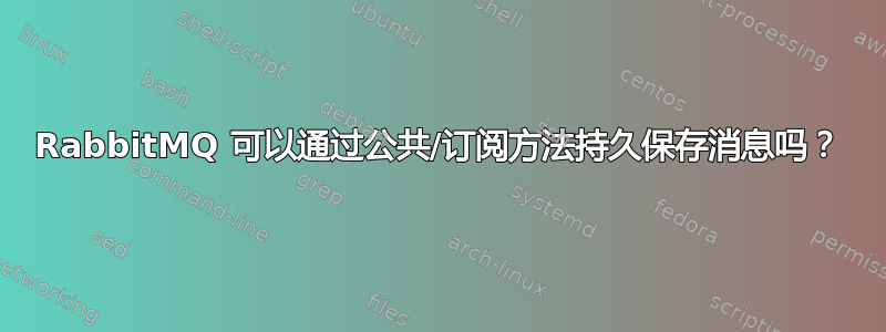 RabbitMQ 可以通过公共/订阅方法持久保存消息吗？