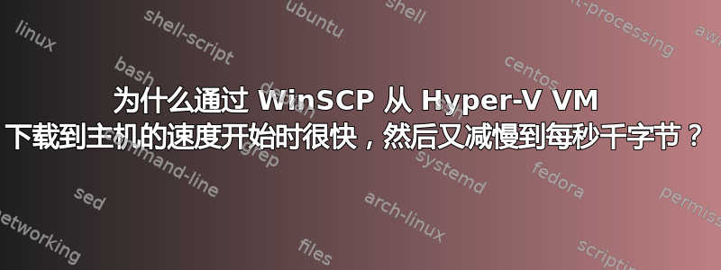 为什么通过 WinSCP 从 Hyper-V VM 下载到主机的速度开始时很快，然后又减慢到每秒千字节？