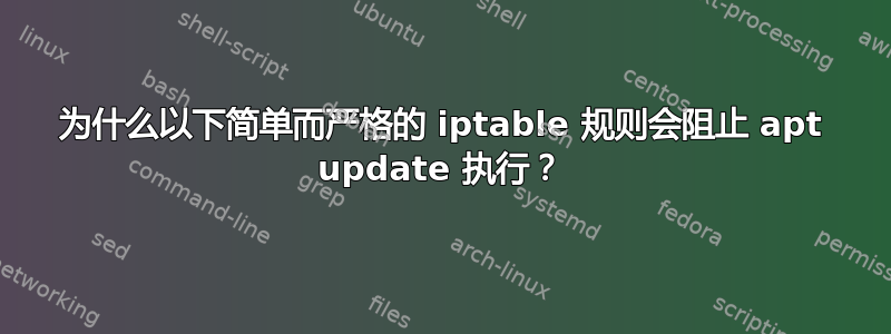 为什么以下简单而严格的 iptable 规则会阻止 apt update 执行？