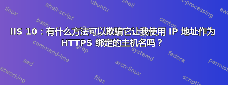 IIS 10：有什么方法可以欺骗它让我使用 IP 地址作为 HTTPS 绑定的主机名吗？