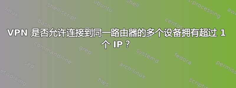 VPN 是否允许连接到同一路由器的多个设备拥有超过 1 个 IP？