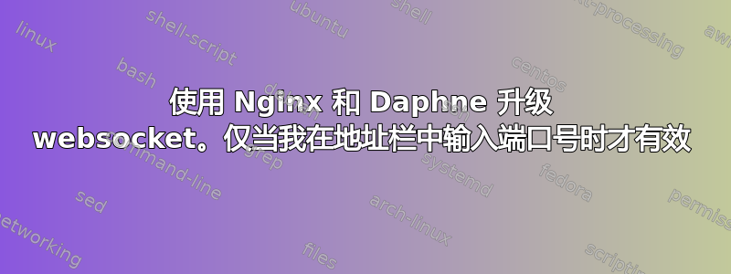 使用 Nginx 和 Daphne 升级 websocket。仅当我在地址栏中输入端口号时才有效