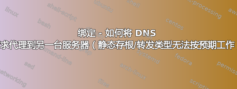 绑定 - 如何将 DNS 请求代理到另一台服务器（静态存根/转发类型无法按预期工作）