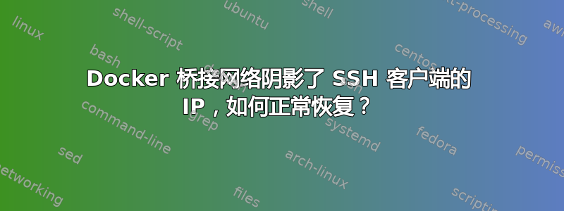 Docker 桥接网络阴影了 SSH 客户端的 IP，如何正常恢复？