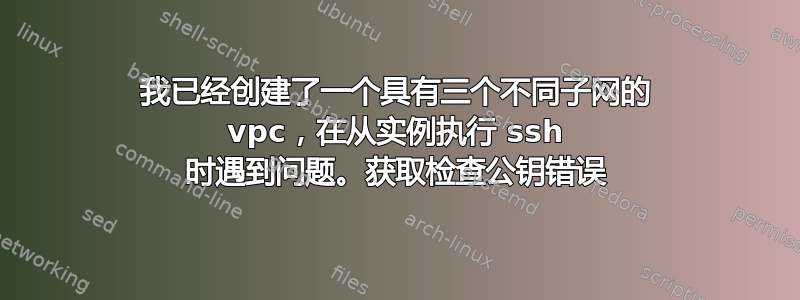 我已经创建了一个具有三个不同子网的 vpc，在从实例执行 ssh 时遇到问题。获取检查公钥错误