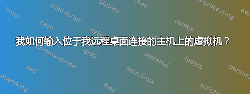 我如何输入位于我远程桌面连接的主机上的虚拟机？