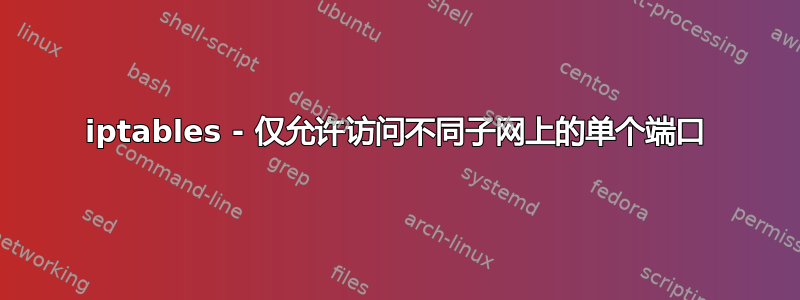 iptables - 仅允许访问不同子网上的单个端口