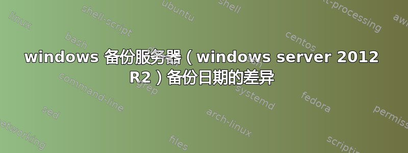 windows 备份服务器（windows server 2012 R2）备份日期的差异