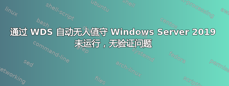 通过 WDS 自动无人值守 Windows Server 2019 未运行，无验证问题