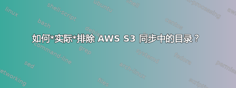 如何*实际*排除 AWS S3 同步中的目录？