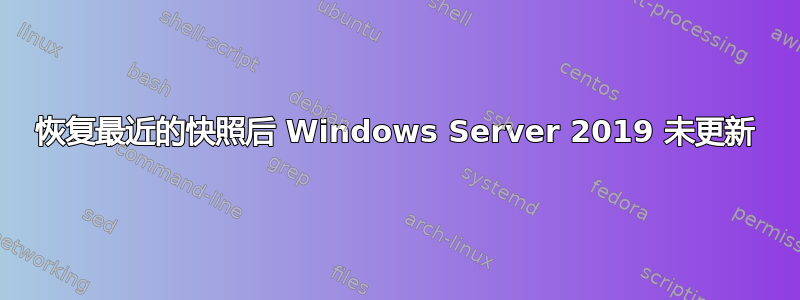 恢复最近的快照后 Windows Server 2019 未更新