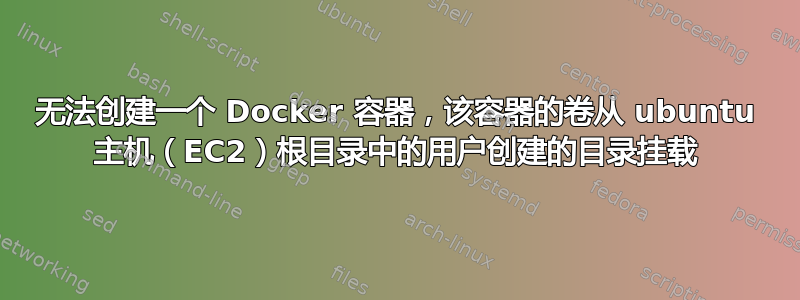 无法创建一个 Docker 容器，该容器的卷从 ubuntu 主机（EC2）根目录中的用户创建的目录挂载