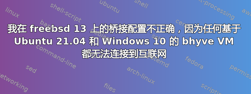 我在 freebsd 13 上的桥接配置不正确，因为任何基于 Ubuntu 21.04 和 Windows 10 的 bhyve VM 都无法连接到互联网