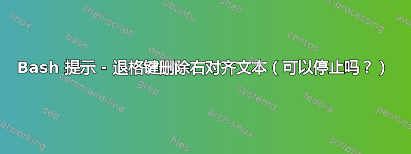 Bash 提示 - 退格键删除右对齐文本（可以停止吗？）