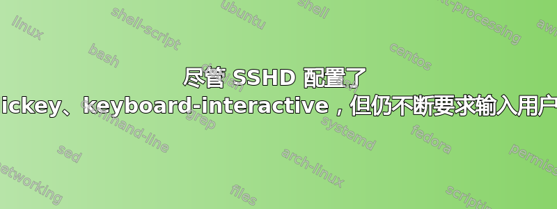 尽管 SSHD 配置了 publickey、keyboard-interactive，但仍不断要求输入用户密码