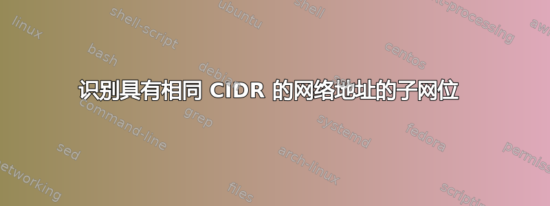 识别具有相同 CIDR 的网络地址的子网位 