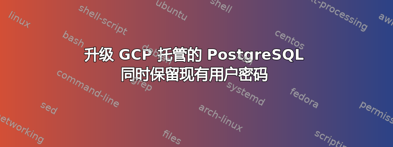 升级 GCP 托管的 PostgreSQL 同时保留现有用户密码