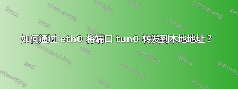 如何通过 eth0 将端口 tun0 转发到本地地址？