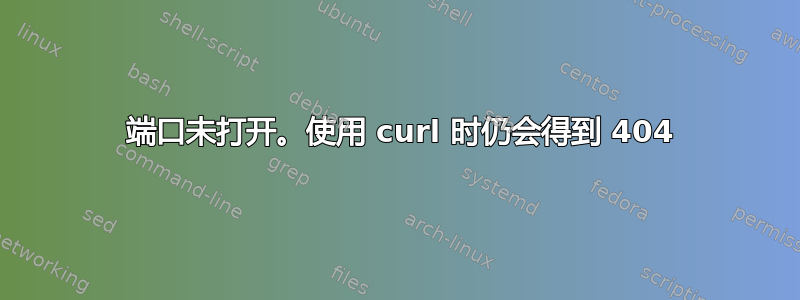 80 端口未打开。使用 curl 时仍会得到 404