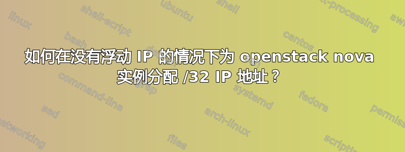 如何在没有浮动 IP 的情况下为 openstack nova 实例分配 /32 IP 地址？