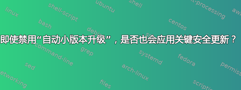 即使禁用“自动小版本升级”，是否也会应用关键安全更新？