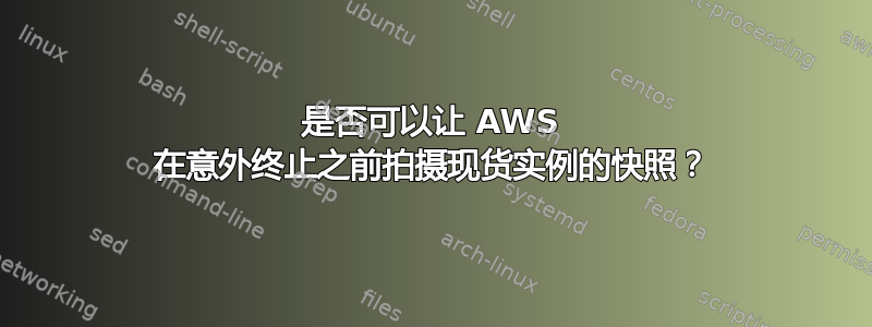 是否可以让 AWS 在意外终止之前拍摄现货实例的快照？