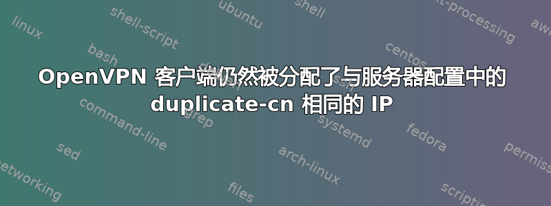 OpenVPN 客户端仍然被分配了与服务器配置中的 duplicate-cn 相同的 IP