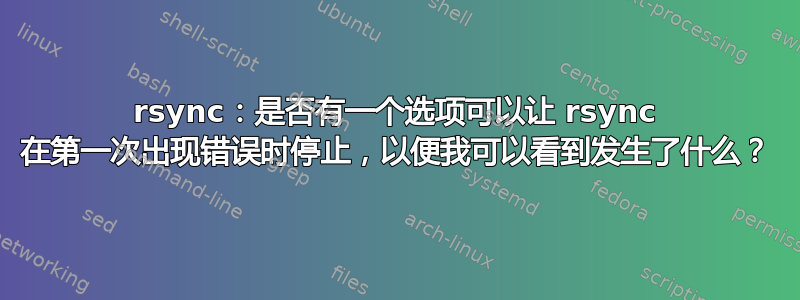 rsync：是否有一个选项可以让 rsync 在第一次出现错误时停止，以便我可以看到发生了什么？