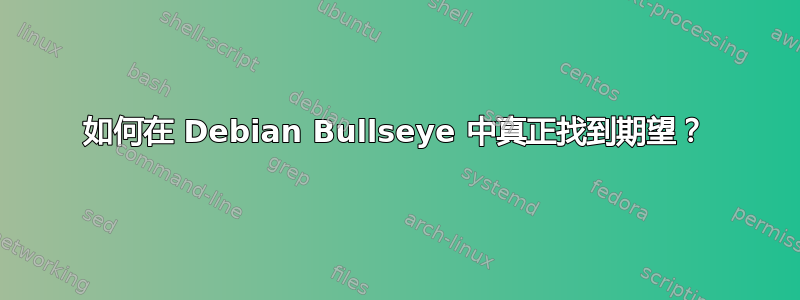 如何在 Debian Bullseye 中真正找到期望？