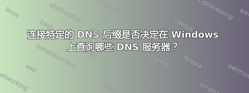 连接特定的 DNS 后缀是否决定在 Windows 上查询哪些 DNS 服务器？