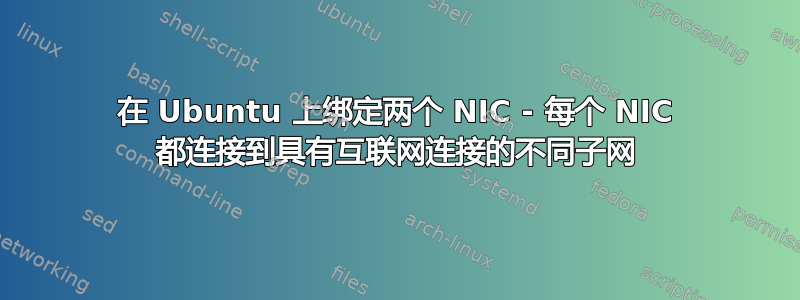 在 Ubuntu 上绑定两个 NIC - 每个 NIC 都连接到具有互联网连接的不同子网