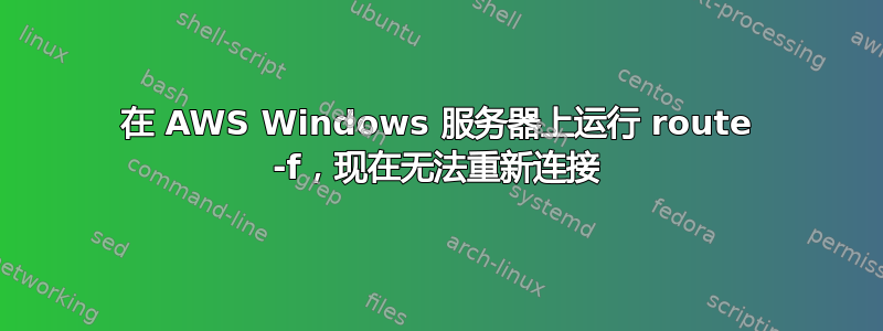 在 AWS Windows 服务器上运行 route -f，现在无法重新连接