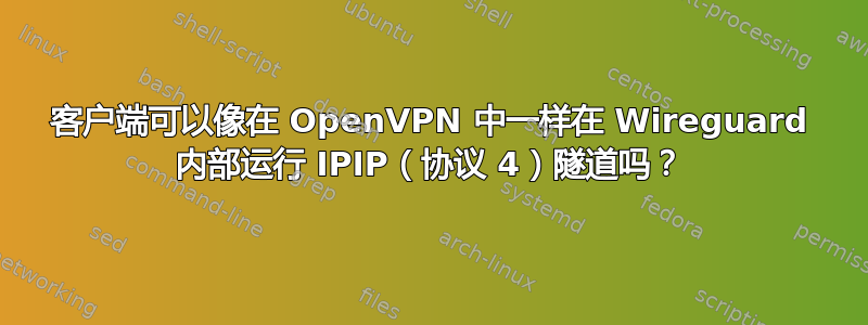 客户端可以像在 OpenVPN 中一样在 Wireguard 内部运行 IPIP（协议 4）隧道吗？