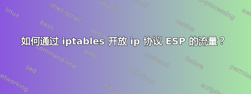 如何通过 iptables 开放 ip 协议 ESP 的流量？