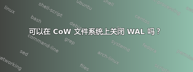 可以在 CoW 文件系统上关闭 WAL 吗？