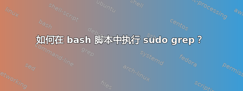 如何在 bash 脚本中执行 sudo grep？