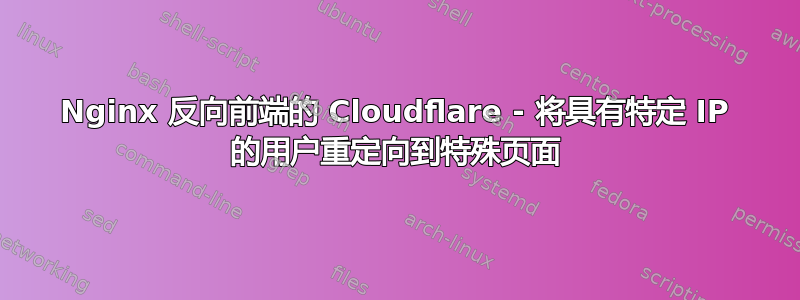 Nginx 反向前端的 Cloudflare - 将具有特定 IP 的用户重定向到特殊页面