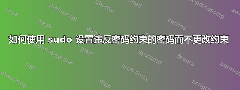 如何使用 sudo 设置违反密码约束的密码而不更改约束