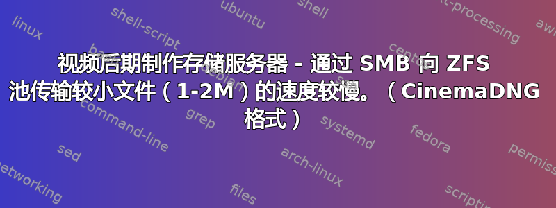 视频后期制作存储服务器 - 通过 SMB 向 ZFS 池传输较小文件（1-2M）的速度较慢。（CinemaDNG 格式）