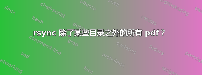 rsync 除了某些目录之外的所有 pdf？