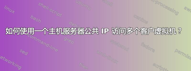 如何使用一个主机服务器公共 IP 访问多个客户虚拟机？