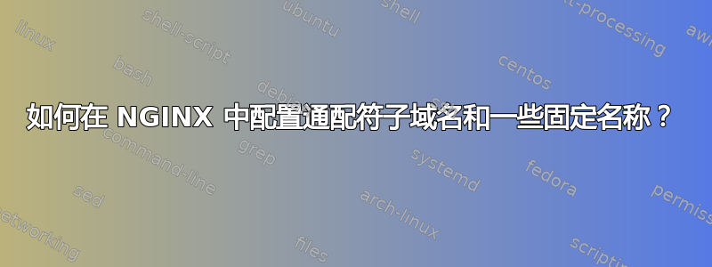 如何在 NGINX 中配置通配符子域名和一些固定名称？