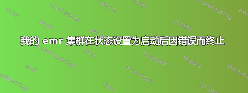 我的 emr 集群在状态设置为启动后因错误而终止