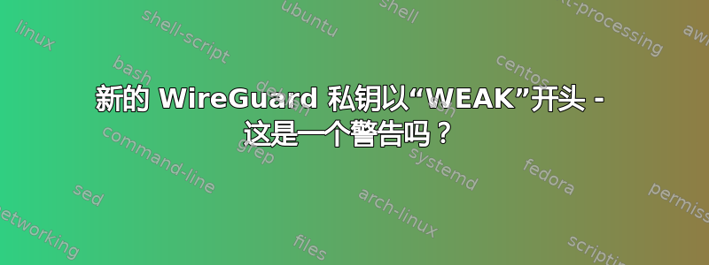 新的 WireGuard 私钥以“WEAK”开头 - 这是一个警告吗？