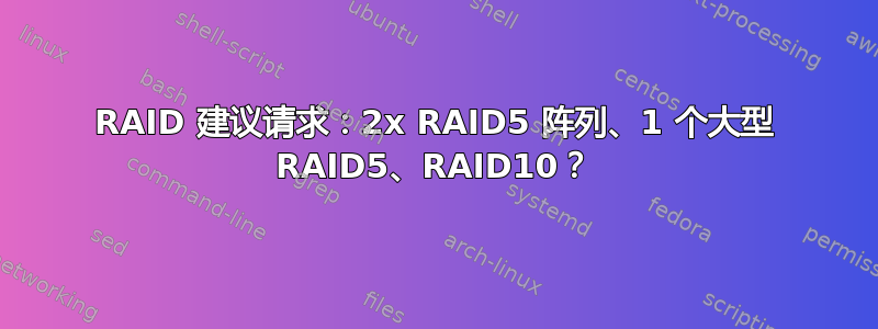 RAID 建议请求：2x RAID5 阵列、1 个大型 RAID5、RAID10？