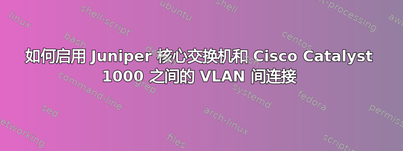 如何启用 Juniper 核心交换机和 Cisco Catalyst 1000 之间的 VLAN 间连接