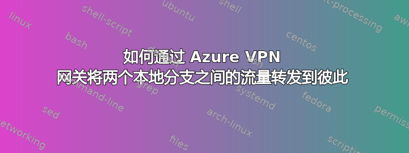 如何通过 Azure VPN 网关将两个本地分支之间的流量转发到彼此