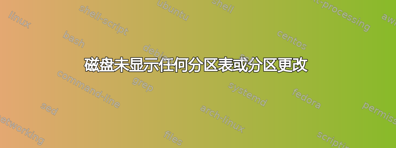 磁盘未显示任何分区表或分区更改