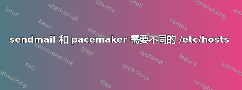 sendmail 和 pacemaker 需要不同的 /etc/hosts