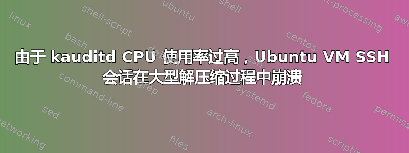 由于 kauditd CPU 使用率过高，Ubuntu VM SSH 会话在大型解压缩过程中崩溃